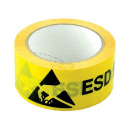 Bandă de avertizare ESD PVC 33m x 50mm | Electronic-mag.ro | Componente Electronice