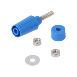 Soclu Banană 4mm 32A Albastru pe Panou 45mm | Electronic-mag.ro | Componente Electronice