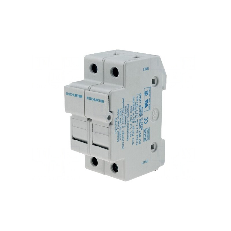 Clemă siguranțe cilindrice 10,3x38mm pentru șină DIN 30A | Electronic-mag.ro | Componente Electronice