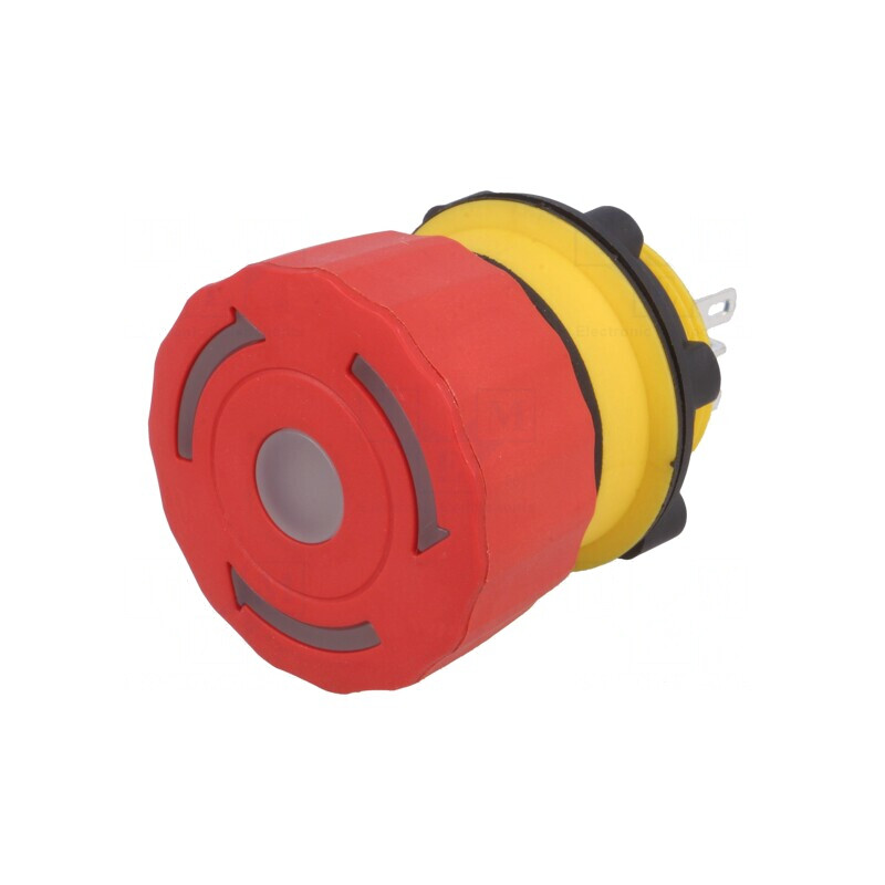 Comutator de Siguranță cu LED Roșu 24V 22mm 2NC | Electronic-mag.ro | Componente Electronice