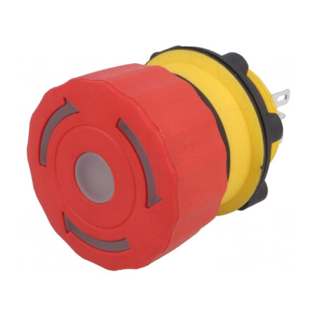 Comutator de Siguranță cu LED Roșu 24V 22mm 2NC | Electronic-mag.ro | Componente Electronice