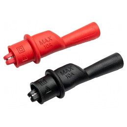 Bornă crocodil 10A neagră/roşie prindere max.8mm | Electronic-mag.ro | Componente Electronice