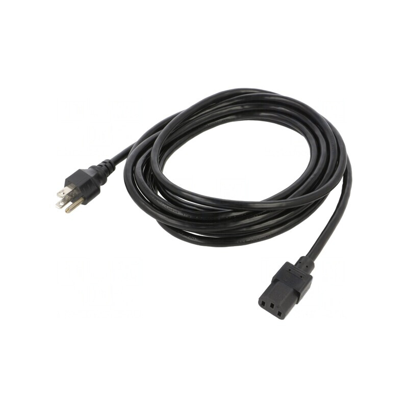 Cablu Alimentare 3x18AWG IEC C13 - NEMA 5-15, 4.6m, Negru | Electronic-mag.ro | Componente Electronice