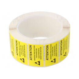 Etichetă autoadezivă ESD 25x45mm 1000buc rolă galben-negru | Electronic-mag.ro | Componente Electronice