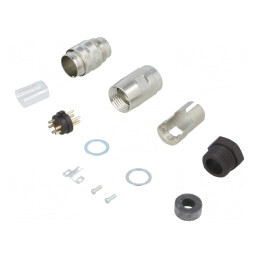 Conector M16 Mufă Tată 5-Pin Lipire pe Cablu 300V Drept | Electronic-mag.ro | Componente Electronice