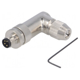 Conector M8 Tată 4 Pini 90° Ecranat pe Cablu | Electronic-mag.ro | Componente Electronice