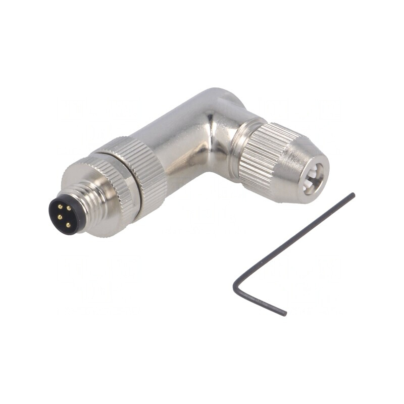 Conector M8 Tată 4 Pini 90° Ecranat pe Cablu | Electronic-mag.ro | Componente Electronice