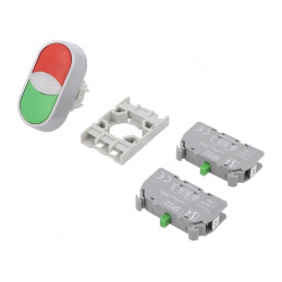 Comutator dublu 22mm negru/verde 1 NO x2 | Electronic-mag.ro | Componente Electronice