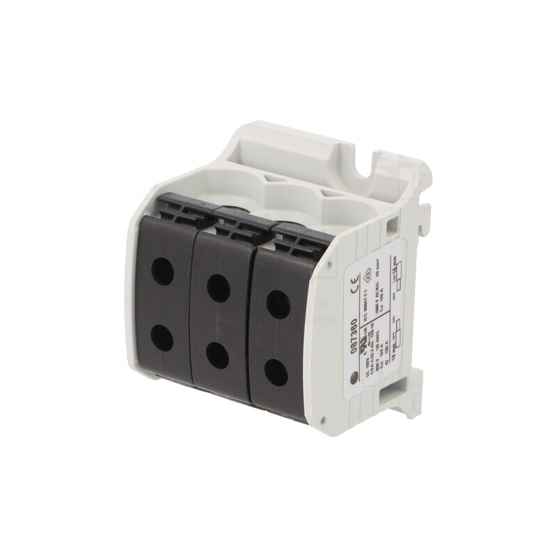 Conector Șine 50mm2 cu 6 Borne Negru | Electronic-mag.ro | Componente Electronice