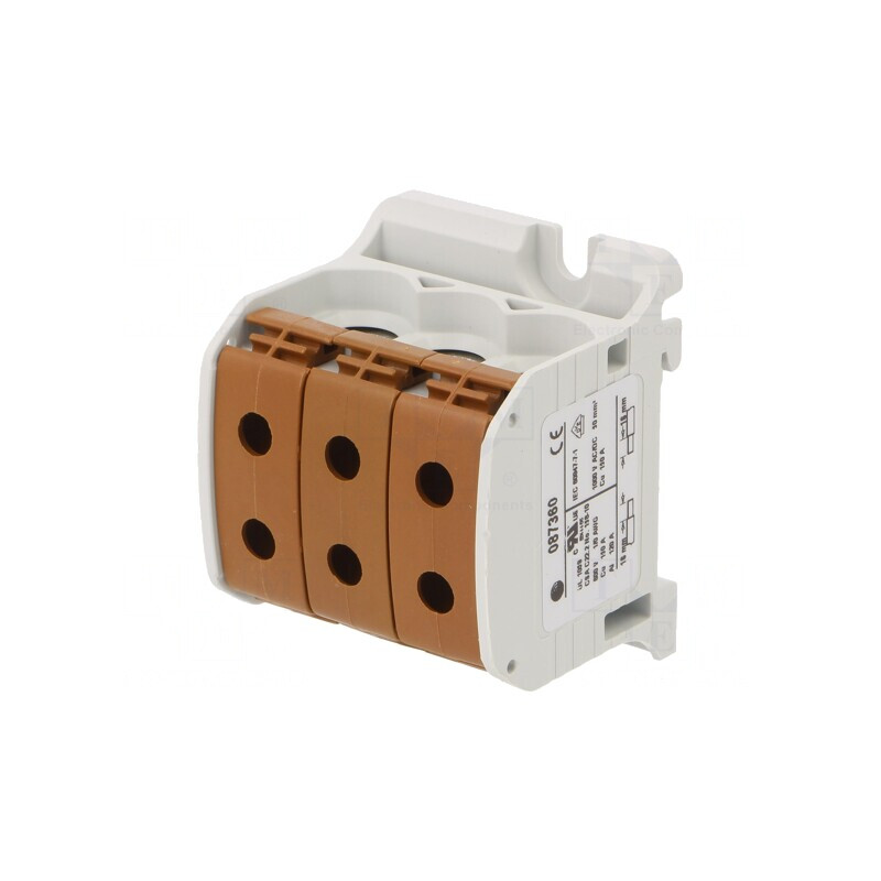 Conector Îmbinare Șine 50mm2 Maro 6 Borne | Electronic-mag.ro | Componente Electronice
