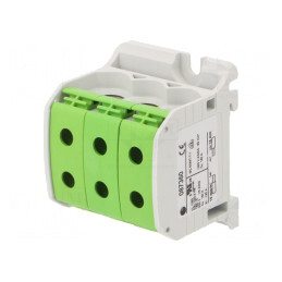 Conector de Îmbinare Șine Verde 50mm2 1 Pista 6 Borne | Electronic-mag.ro | Componente Electronice