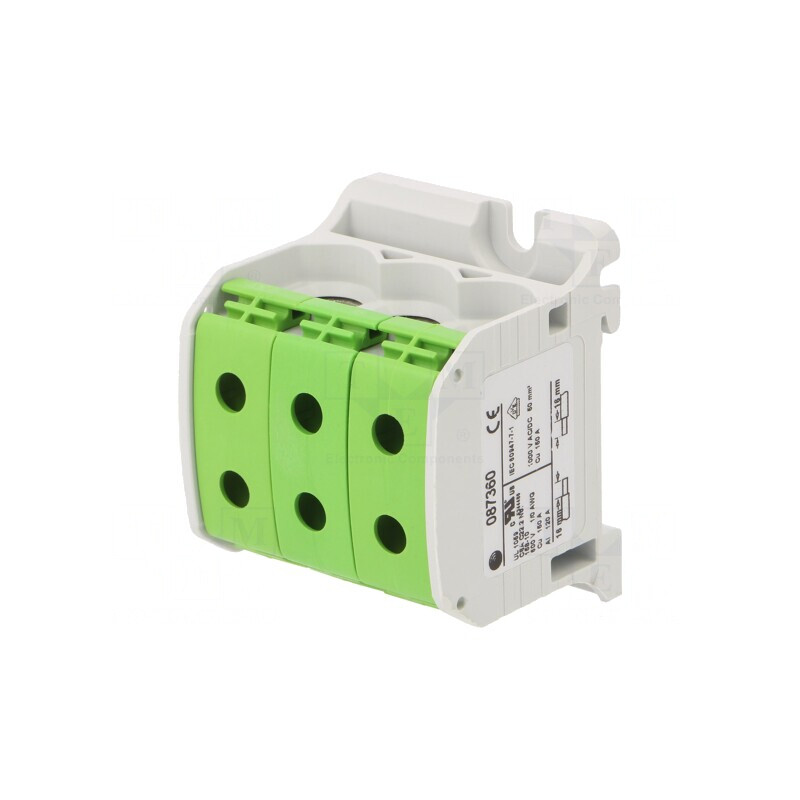 Conector de Îmbinare Șine Verde 50mm2 1 Pista 6 Borne | Electronic-mag.ro | Componente Electronice Conector de Îmbinare Șine Verde 50mm2 1 Pista 6 Borne | Electronic-mag.ro | Componente Electronice