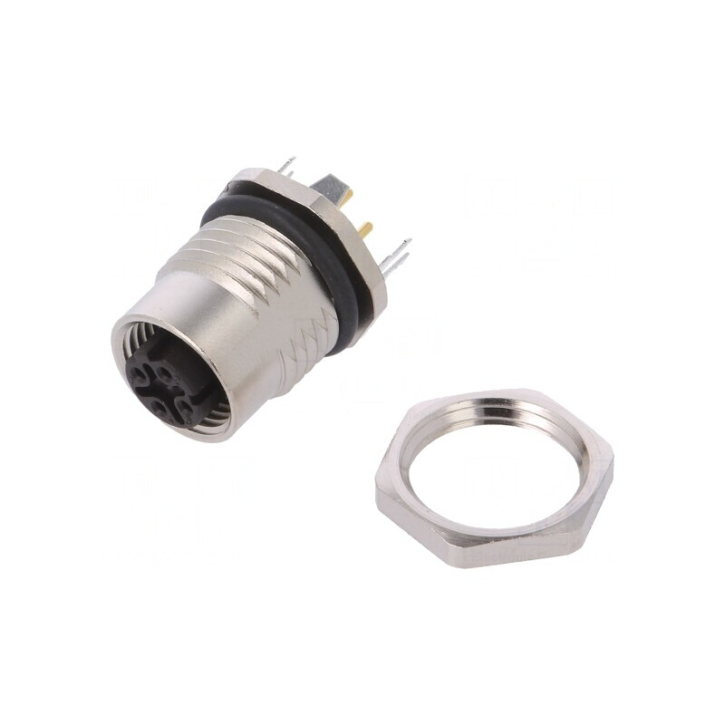 Soclu M12 4-Pin Mamă Ethernet pentru Panou THT | Electronic-mag.ro | Componente Electronice