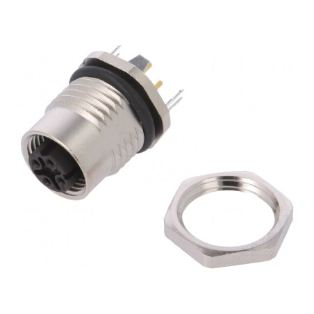 Soclu M12 4-Pin Mamă Ethernet pentru Panou THT | Electronic-mag.ro | Componente Electronice