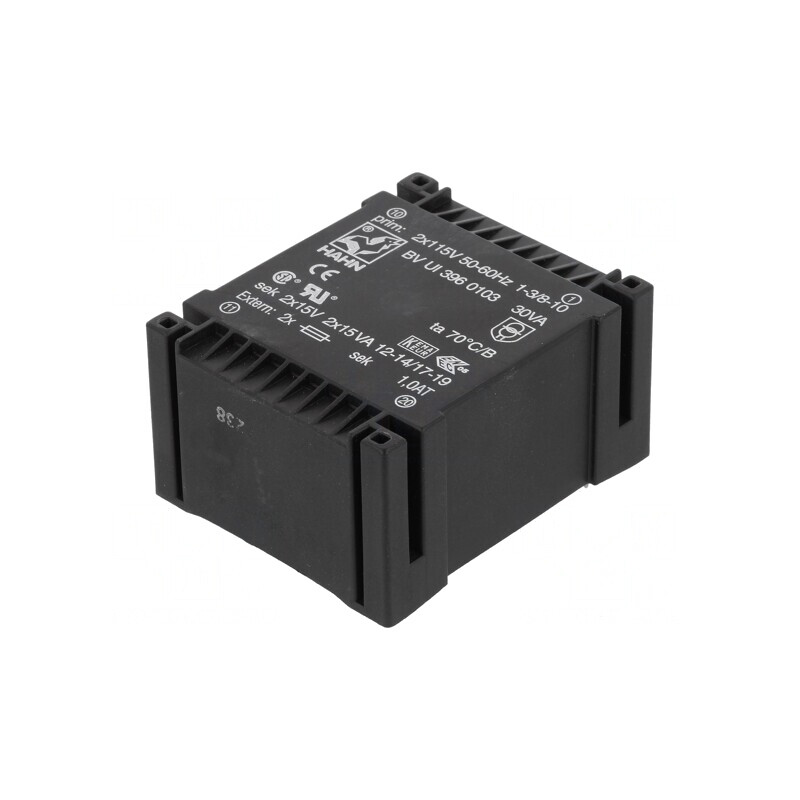 Transformator încapsulat 30VA 115VAC 15V 1A PCB | Electronic-mag.ro | Componente Electronice