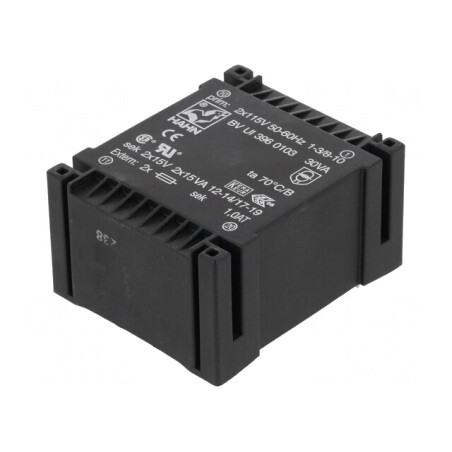 Transformator încapsulat 30VA 115VAC 15V 1A PCB | Electronic-mag.ro | Componente Electronice