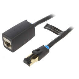 Prelungitor RJ45 Cat 8 Negru 5m Aurit