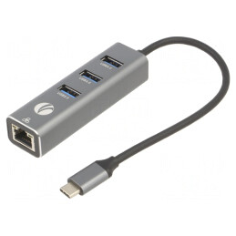 Hub USB 3.0 cu RJ45 și 3 Porturi USB-A, USB-C