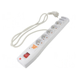 Prelungitor cu Protecție la Supratensiune, 7 Prize, 1.5m, Gri | Electronic-mag.ro | Componente Electronice