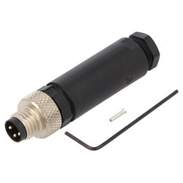 Conector M8 Tată 3 PIN Drept pe Cablu IP67 60V | Electronic-mag.ro | Componente Electronice