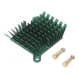 Radiator extrudat cu aripioare BGA verde 40x38mm | Electronic-mag.ro | Componente Electronice