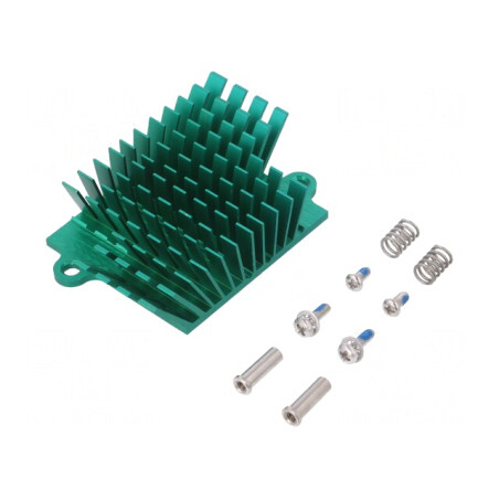 Radiator extrudat cu aripioare BGA verde 41mm x 45mm | Electronic-mag.ro | Componente Electronice