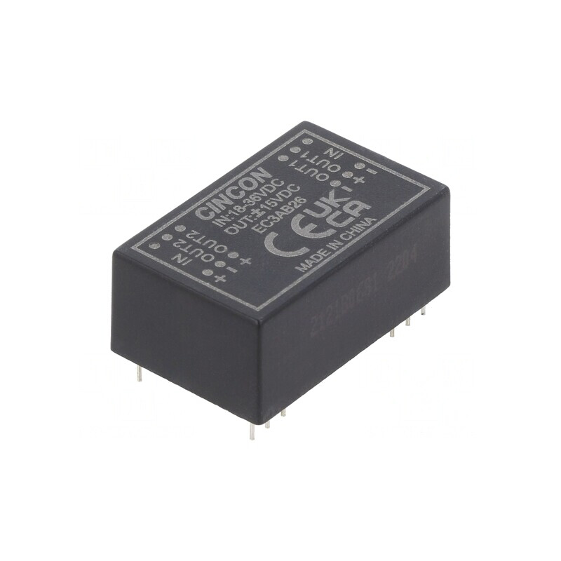 Convertor DC/DC 3W 18-36V 15VDC -15VDC THT EC3AB26 | Electronic-mag.ro | Componente Electronice