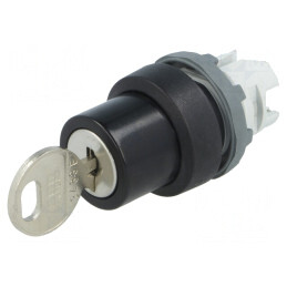 Comutator rotativ cu cheie 22mm 2 poziții negru | Electronic-mag.ro | Componente Electronice