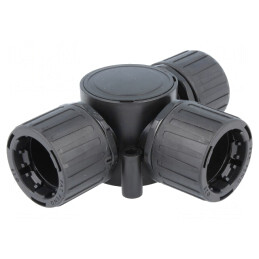 Conector T Poliamidă IP66 Negru HelaGuard  | Electronic-mag.ro | Componente Electronice