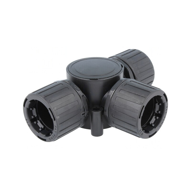 Conector T Poliamidă IP66 Negru HelaGuard  | Electronic-mag.ro | Componente Electronice