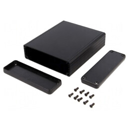Carcasă Aluminiu Neagră cu Panou 1455 103x120x30mm | Electronic-mag.ro | Componente Electronice