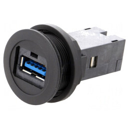 Soclu USB 22mm har-port IP20 Negru | Electronic-mag.ro | Componente Electronice
