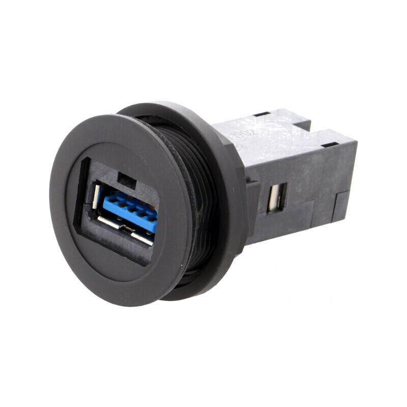 Soclu USB 22mm har-port IP20 Negru | Electronic-mag.ro | Componente Electronice
