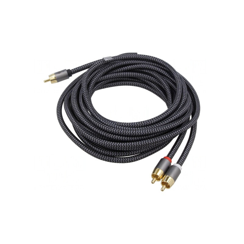 Cablu RCA Aurit 5m Negru/Gri | Electronic-mag.ro | Componente Electronice