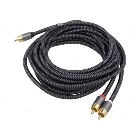 Cablu RCA Aurit 5m Negru/Gri | Electronic-mag.ro | Componente Electronice