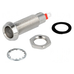 Lampă de control LED galbenă 24VDC IP67 alamă Ø8,1mm | Electronic-mag.ro | Componente Electronice