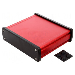 Carcasă Universală Aluminiu Roșu 146.6mm x 129mm x 41.6mm | Electronic-mag.ro | Componente Electronice