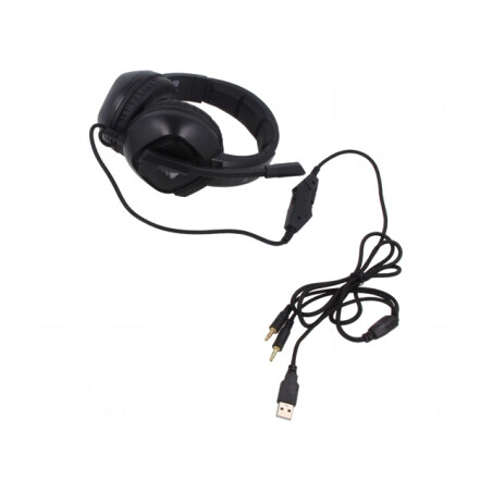 Căşti cu Microfon USB și Jack 3,5mm Negre 2m | Electronic-mag.ro | Componente Electronice