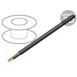 Cablu | H07RN-F | rotund | litat | Cu | 3G10mm2 | gumă | negru | 450V,750V | 1600121