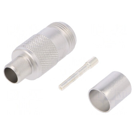 Mufă N mamă drept 50Ω crimpat cablu PTFE argintat | Electronic-mag.ro | Componente Electronice