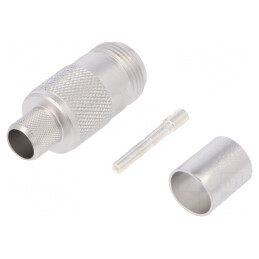 Mufă N mamă drept 50Ω crimpat cablu PTFE argintat | Electronic-mag.ro | Componente Electronice