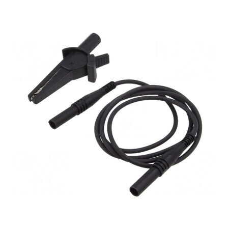 Cablu măsurare 4 mm mufă banană - clemă crocodil 1m | Electronic-mag.ro | Componente Electronice