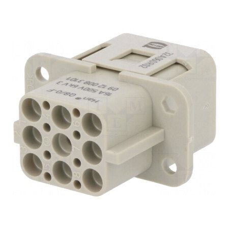 Conector HDC Inserturi Contact Mamă Han Q PIN 9 8 PE 16A