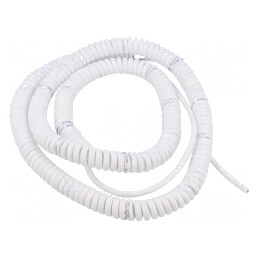 Cablu spiralat neecranat alb 0,8m-3,2m 300V | Electronic-mag.ro | Componente Electronice