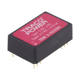 Convertor DC/DC 3W 5V la 12V/-12V TEM 3-0522N | Electronic-mag.ro | Componente Electronice