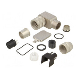 Conector M16 mufă 6 pini ecranat argintat IP67 5A | Electronic-mag.ro | Componente Electronice