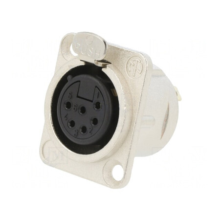 Conector XLR Mamă Drept Argint 7.5A | Electronic-mag.ro | Componente Electronice