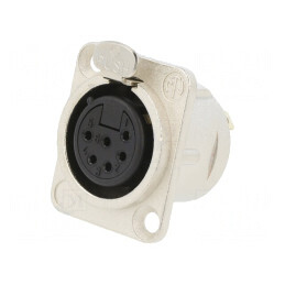 Conector XLR Mamă Drept Argint 7.5A | Electronic-mag.ro | Componente Electronice