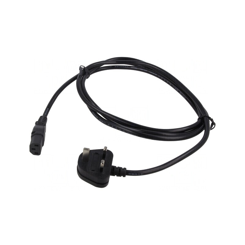 Cablu Alimentare 3x1mm2 BS 1363 la IEC C13 PVC 2.5m Negru | Electronic-mag.ro | Componente Electronice