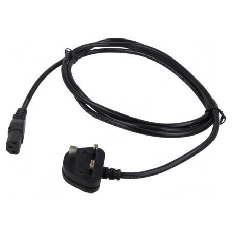 Cablu Alimentare 3x1mm2 BS 1363 la IEC C13 PVC 2.5m Negru | Electronic-mag.ro | Componente Electronice
